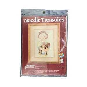 Vintage Needle Treasures Crewel Embroidery Kit Jody And The Toy Horse 00558
